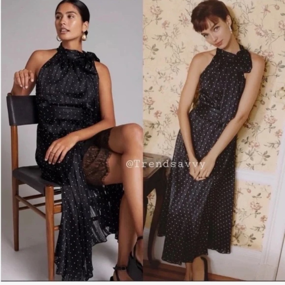 Sachin + Babi Black Midi Dress with White Dots - Picture 2 of 6